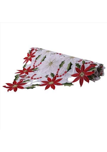 6x Noel Işlemeli Masa Koşucusu Lüks Holly Poinsettia Masa Runner Noel Dekorasyonları Için 15 x 70 Inç (Yurt Dışından) indirimleri
