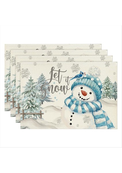 4pcs Noel Ağaçları Kar Pembe Noel Placemats Mutfak Yemek Dekorasyonu Için Kış Masa Paspasları C (Yurt Dışından) indirimleri