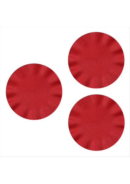 Dalga Yuvarlak Placemat Yuvarlak Anti-Ölçeklendirme Paspası Yemek Masası Yalıtım Batı Tarzı Placemat Mutfak Masası Mat Kırmızı (Yurt Dışından)