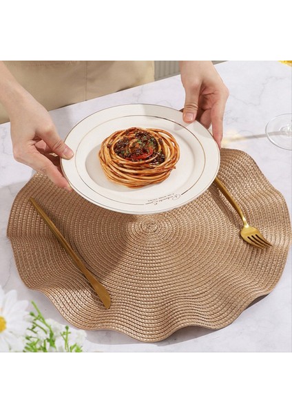Dalga Yuvarlak Placemat Yuvarlak Anti-Ölçeklendirme Paspası Yemek Masası Yalıtım Batı Tarzı Placemat Mutfak Masası Mat Kırmızı (Yurt Dışından) fiyatları