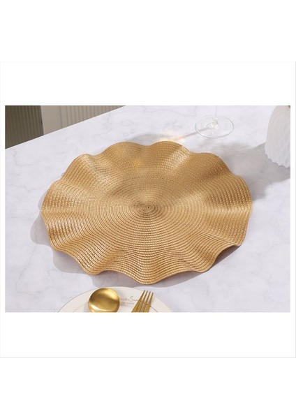 Dalga Yuvarlak Placemat Yuvarlak Anti-Ölçeklendirme Paspası Yemek Masası Yalıtım Batı Tarzı Placemat Mutfak Masası Mat Kırmızı (Yurt Dışından) modelleri