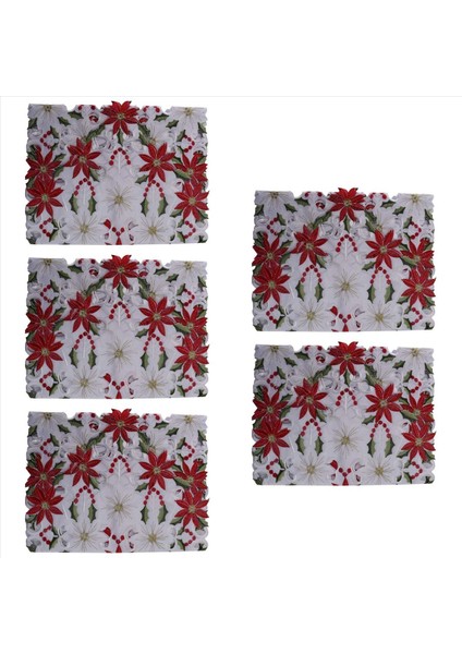 5x Noel Işlemeli Masa Koşucusu Lüks Holly Poinsettia Masa Runner Noel Dekorasyonları Için 15 x 70 Inç (Yurt Dışından)