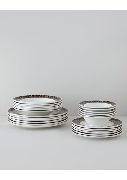 Leopardo Bone Porselen Yemek Takımı 24 Parça 6 Kişilik Kahverengi fiyatları