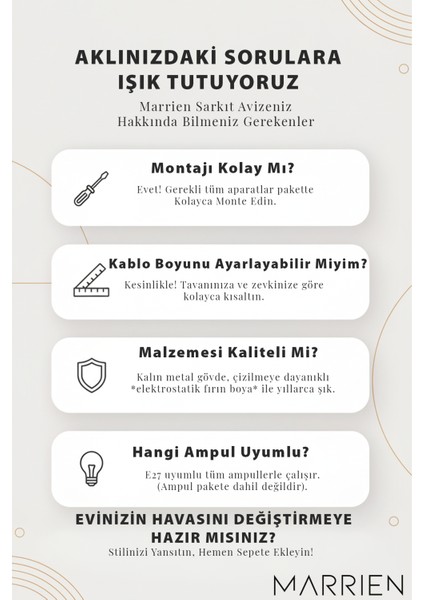 Nova Modern Tekli Beyaz Metal Sarkıt (35 Cm) | Salon, Mutfak & Cafe Için Dekoratif Avize fiyatları