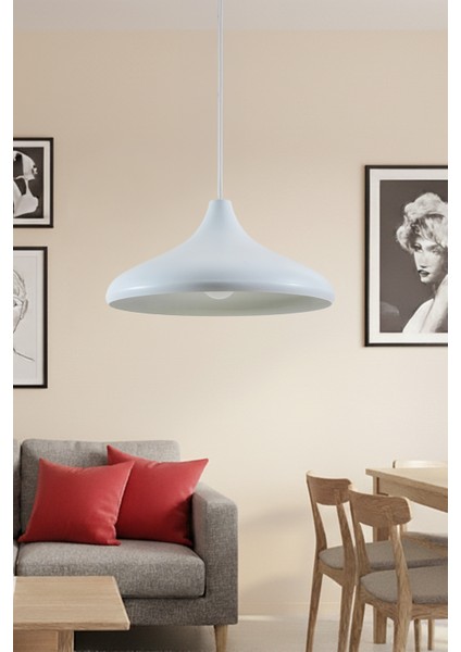 Nova Modern Tekli Beyaz Metal Sarkıt (35 Cm) | Salon, Mutfak & Cafe Için Dekoratif Avize modelleri