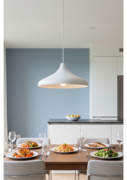 Nova Modern Tekli Beyaz Metal Sarkıt (35 Cm) | Salon, Mutfak & Cafe Için Dekoratif Avize fırsatları