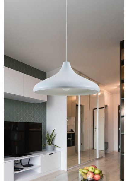 Nova Modern Tekli Beyaz Metal Sarkıt (35 Cm) | Salon, Mutfak & Cafe Için Dekoratif Avize indirimleri