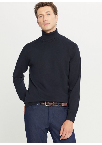 Tam Balıkçı Yaka Standart Lacivert Erkek Kazak ACE043261440_LAC