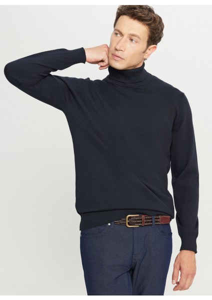 Tam Balıkçı Yaka Standart Lacivert Erkek Kazak ACE043261440_LAC modelleri