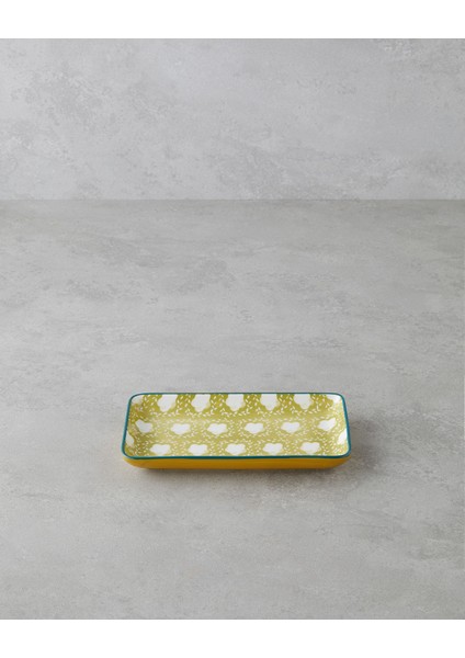 Plantopia Porselen Kayık Tabak 17X10 cm Sarı-Yeşil
