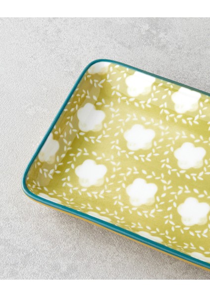 Plantopia Porselen Kayık Tabak 17X10 cm Sarı-Yeşil modelleri