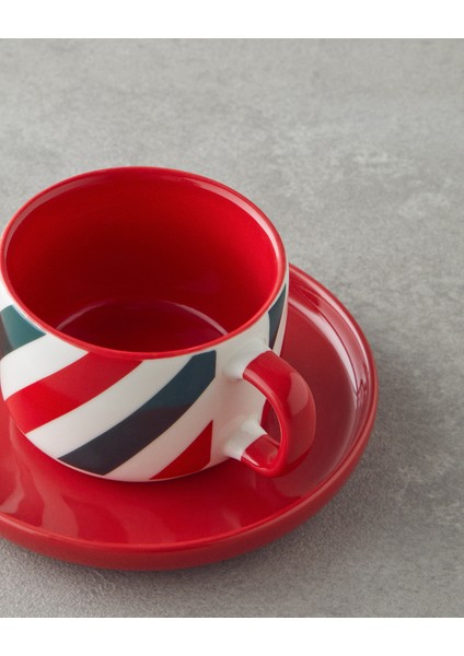 Holiday Shine New Bone China 4 Parça 2 Kişilik Kahve Fincan Takımı 90 ml Kırmızı - Yeşil fırsatları