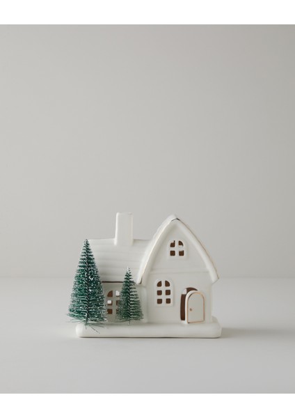 Winter Houses Dekoratif Obje 12 cm Beyaz
