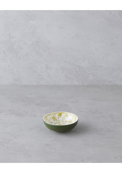 Plantopia Porselen Çerezlik 9 cm Beyaz - Yeşil