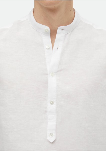 Ekru Düz Regular Fit Dokuma Casual Pamuk Karışımlı Gömlek indirimleri