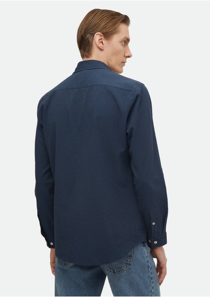 Lacivert Düz Regular Fit Dokuma Casual Pamuk Karışımlı Gömlek fırsatları