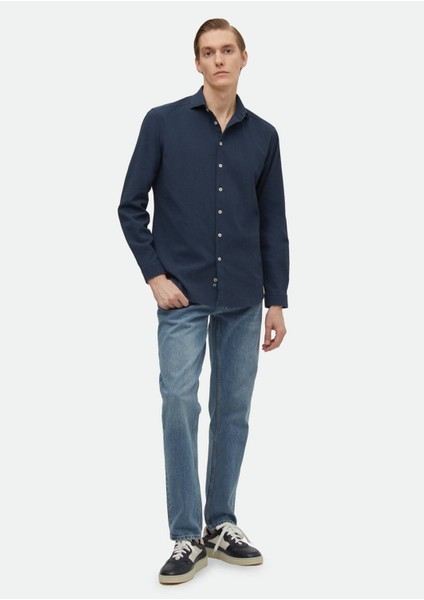 Lacivert Düz Regular Fit Dokuma Casual Pamuk Karışımlı Gömlek fiyatları