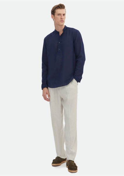 Lacivert Düz Regular Fit Dokuma Casual %100 Pamuk Gömlek fiyatları