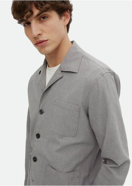 Gri Düz Casual Fit Dokuma Pamuk Karışımlı Overshırt fırsatları