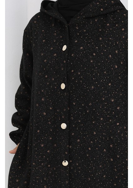 Damla Desen Kapüşonlu Kaşe Kap 0187B-03 Siyah Taba fırsatları