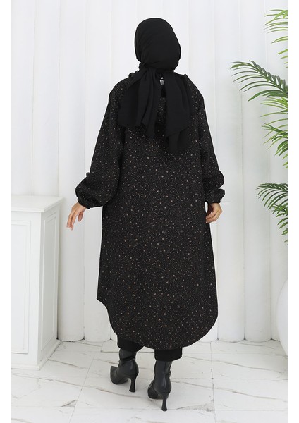 Damla Desen Kapüşonlu Kaşe Kap 0187B-03 Siyah Taba indirimleri