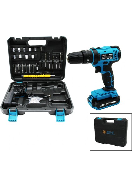 BANCO BN-5 STANLIY MAVİ 24W PROFESSIONAL ŞARJLI DARBELİ MATKAP SETİ ÇANTALI (4887)