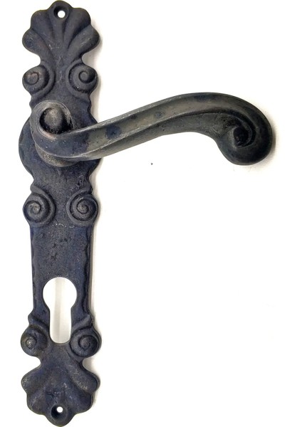 Antika Tarz Dekoratif Pirinç Okyanus Yale Kapı Kolu 230X46 Mm, Oksit