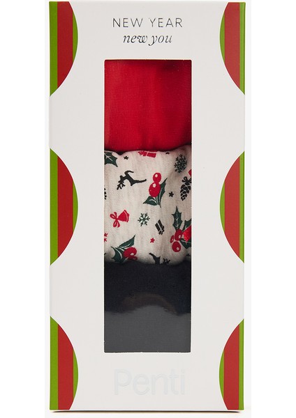 Çok Renkli Happy Deers 3lü Slip Külot