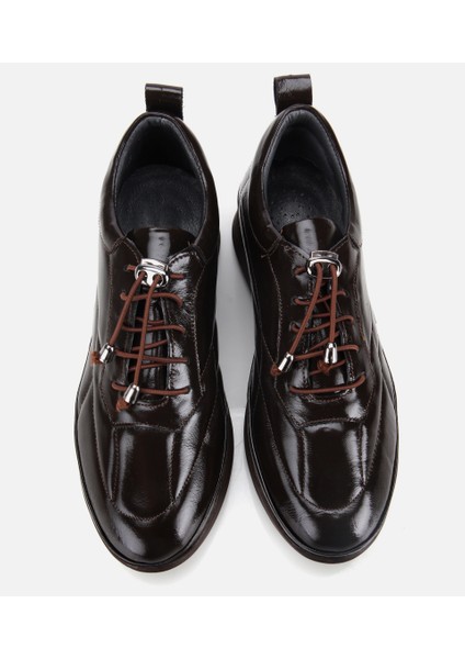 01AYH314490A480 KADIN Rugan Deri Siyah Dolgu Topuklu Spor Ayakkabı