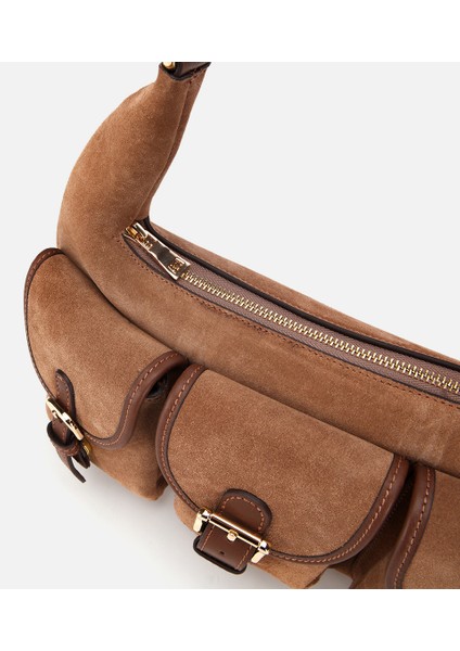 03CAH316400A340 KADIN Süet Deri Taba Cepli Tokalı Omuz Çantası fırsatları