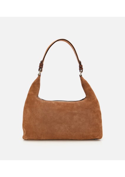 03CAH316400A340 KADIN Süet Deri Taba Cepli Tokalı Omuz Çantası