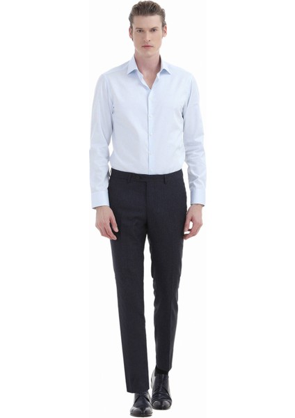 Açık Mavi Düz Slim Fit Dokuma Klasik %100 Pamuk Gömlek fiyatları