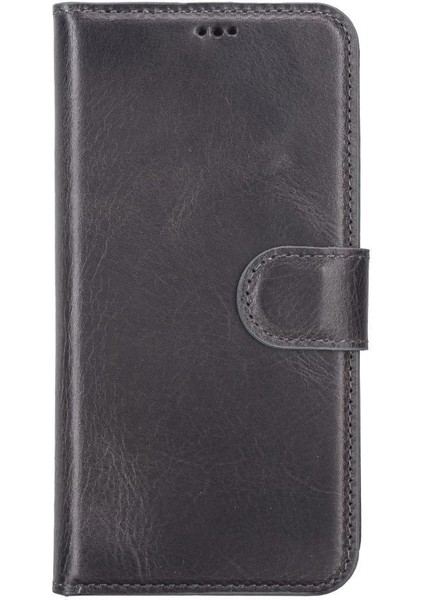 Apple iPhone 12 Pro Uyumlu Deri Cüzdanlı Kılıf VS4EF Gri modelleri