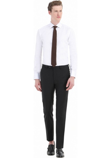 Beyaz Düz Slim Fit Dokuma Klasik %100 Pamuk Gömlek