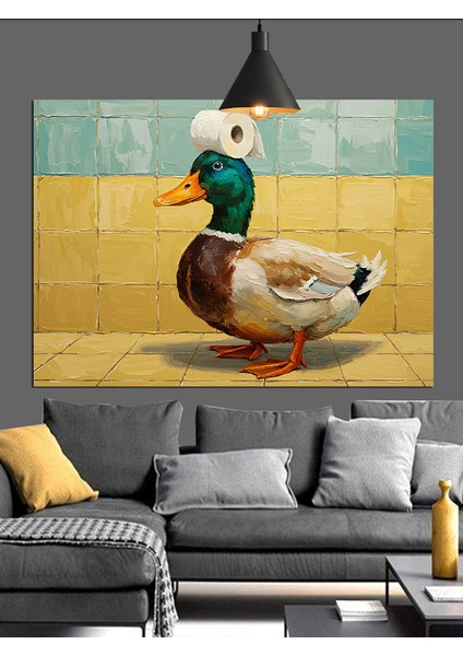 Ayakta Duran Ördek Portresi Dekoratif Kanvas - Mdf Ahşap Tablo fiyatları