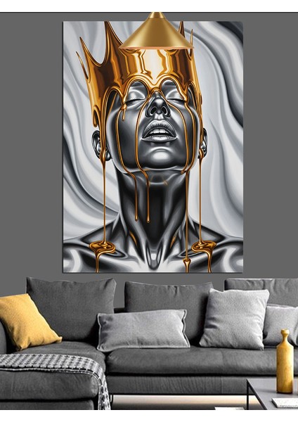 Soyut Kral Heykeli Sanatı Dekoratif Kanvas - Mdf Ahşap Tablo