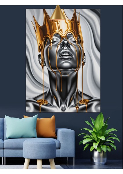 Soyut Kral Heykeli Sanatı Dekoratif Kanvas - Mdf Ahşap Tablo fırsatları