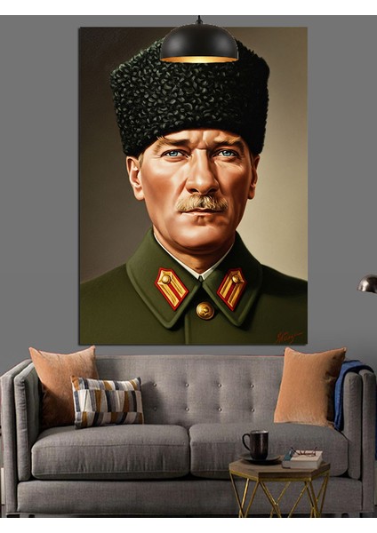 Mustafa Kemal Atatürk Portresi Dekoratif Kanvas - Mdf Ahşap Tablo