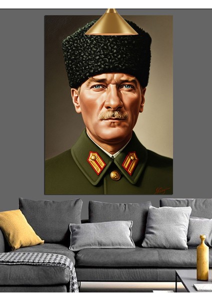 Mustafa Kemal Atatürk Portresi Dekoratif Kanvas - Mdf Ahşap Tablo fırsatları