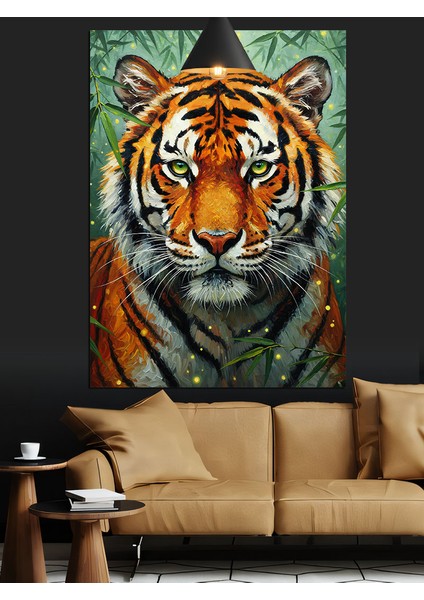 Kaplan Yüzü Detaylı Portre Dekoratif Kanvas - Mdf Ahşap Tablo