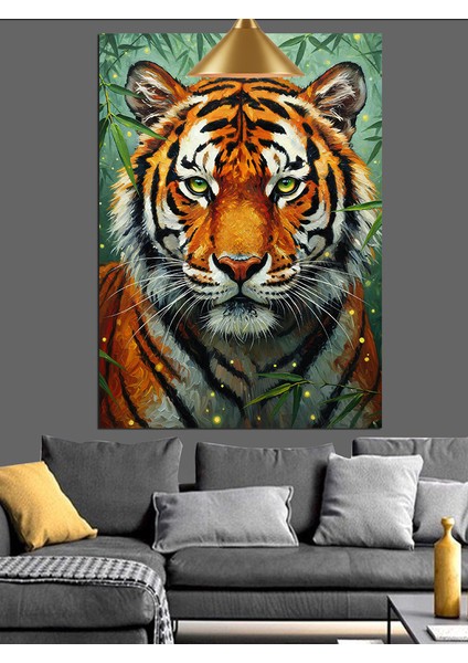 Kaplan Yüzü Detaylı Portre Dekoratif Kanvas - Mdf Ahşap Tablo fiyatları