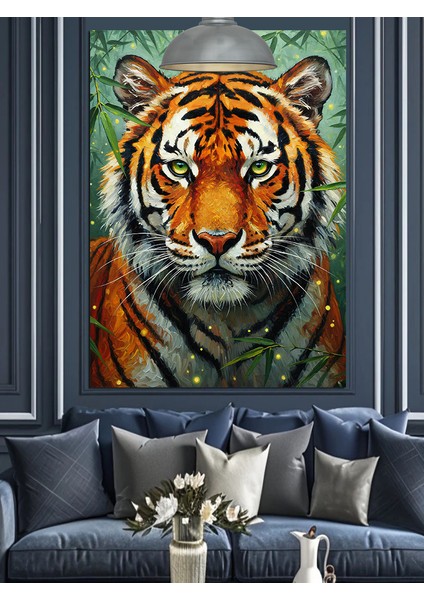 Kaplan Yüzü Detaylı Portre Dekoratif Kanvas - Mdf Ahşap Tablo modelleri