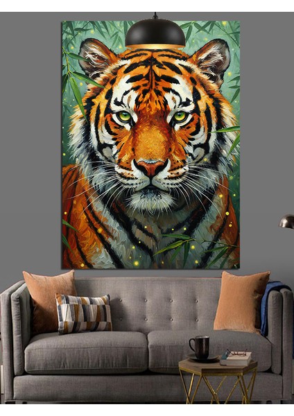 Kaplan Yüzü Detaylı Portre Dekoratif Kanvas - Mdf Ahşap Tablo fırsatları