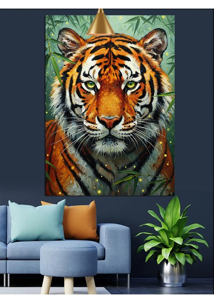 Kaplan Yüzü Detaylı Portre Dekoratif Kanvas - Mdf Ahşap Tablo indirimleri