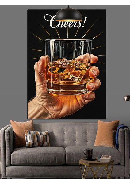 Kadeh Kaldırma Şerefe Dostluk Içeceği Dekoratif Kanvas - Mdf Ahşap Tablo indirimleri