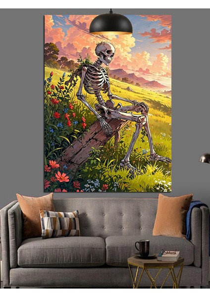 Doğada Iskelet Figürü Dekoratif Kanvas - Mdf Ahşap Tablo