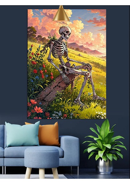 Doğada Iskelet Figürü Dekoratif Kanvas - Mdf Ahşap Tablo fiyatları