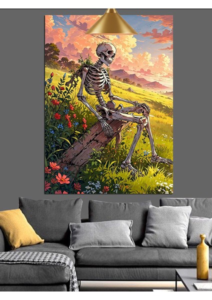 Doğada Iskelet Figürü Dekoratif Kanvas - Mdf Ahşap Tablo fırsatları