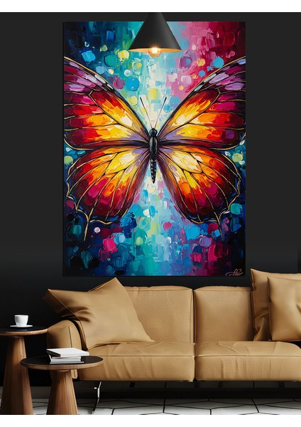 Renkli Kelebek Kanat Sanatı Dekoratif Kanvas - Mdf Ahşap Tablo fiyatları