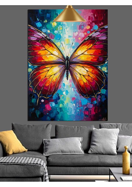Renkli Kelebek Kanat Sanatı Dekoratif Kanvas - Mdf Ahşap Tablo modelleri